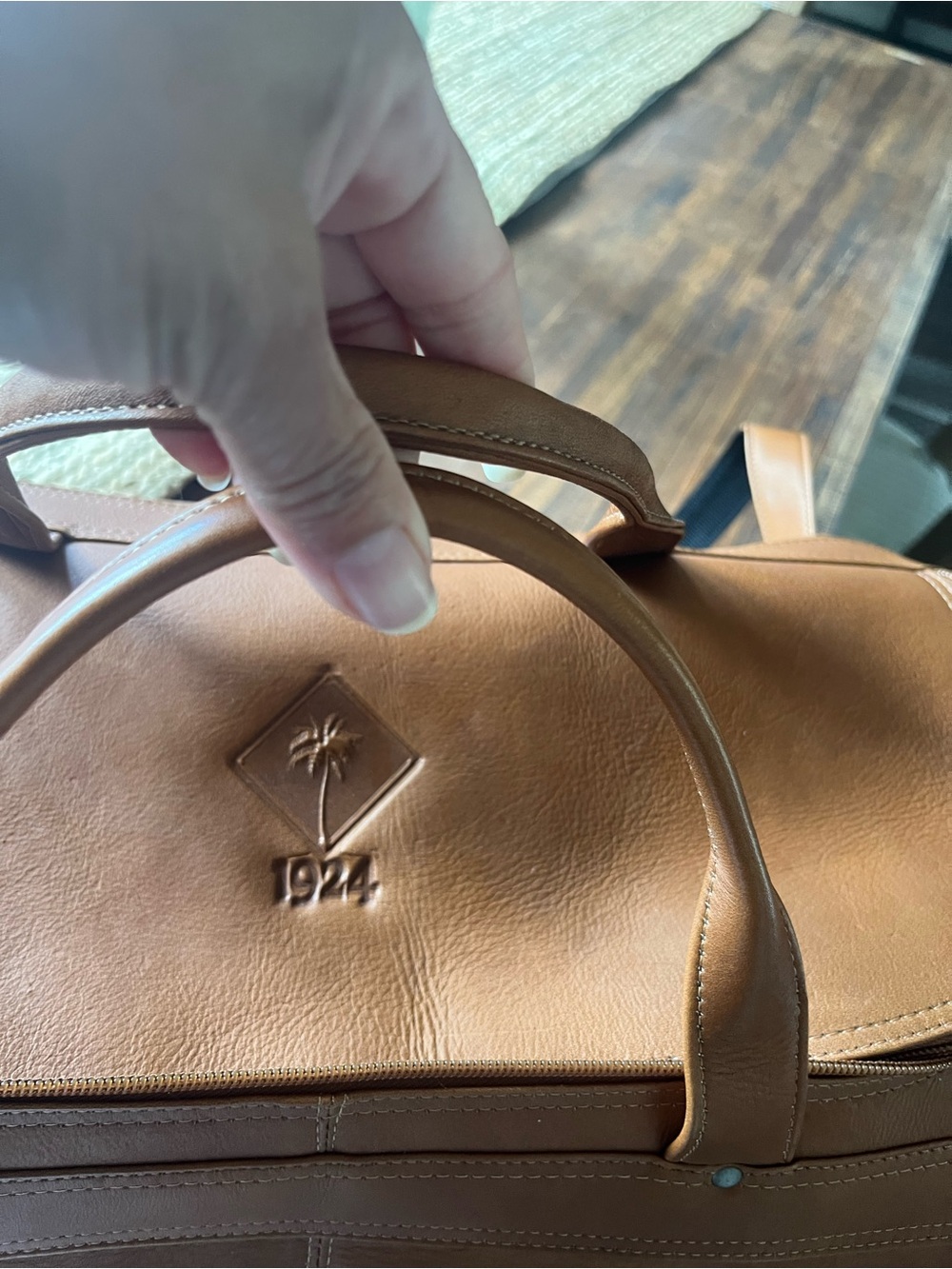 Winston Collection Tan Leather Weekend Duffle Bag